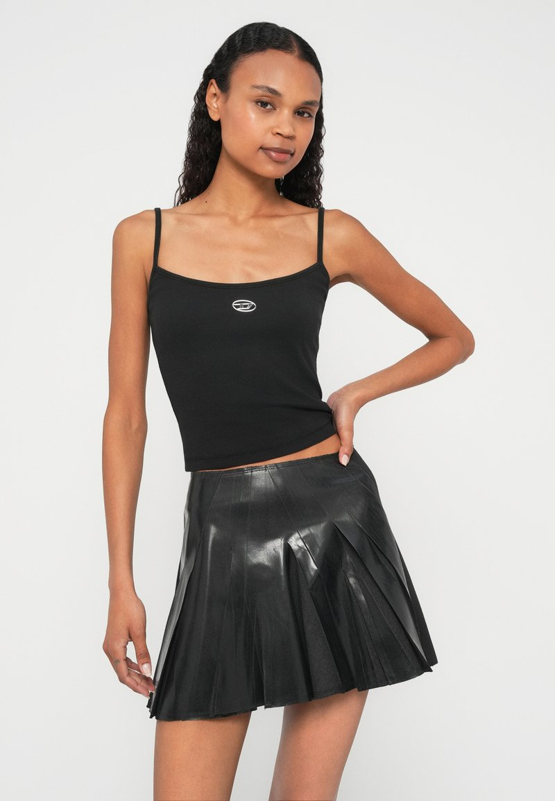 Mini-jupe Noire Uni Côtelée New Look - Taille 38, 100% Polyester - Occasion En Très Bon état