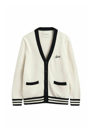 GANT, GANT BUTTONED V-NECK CARDIGAN - Strickjacke - cream