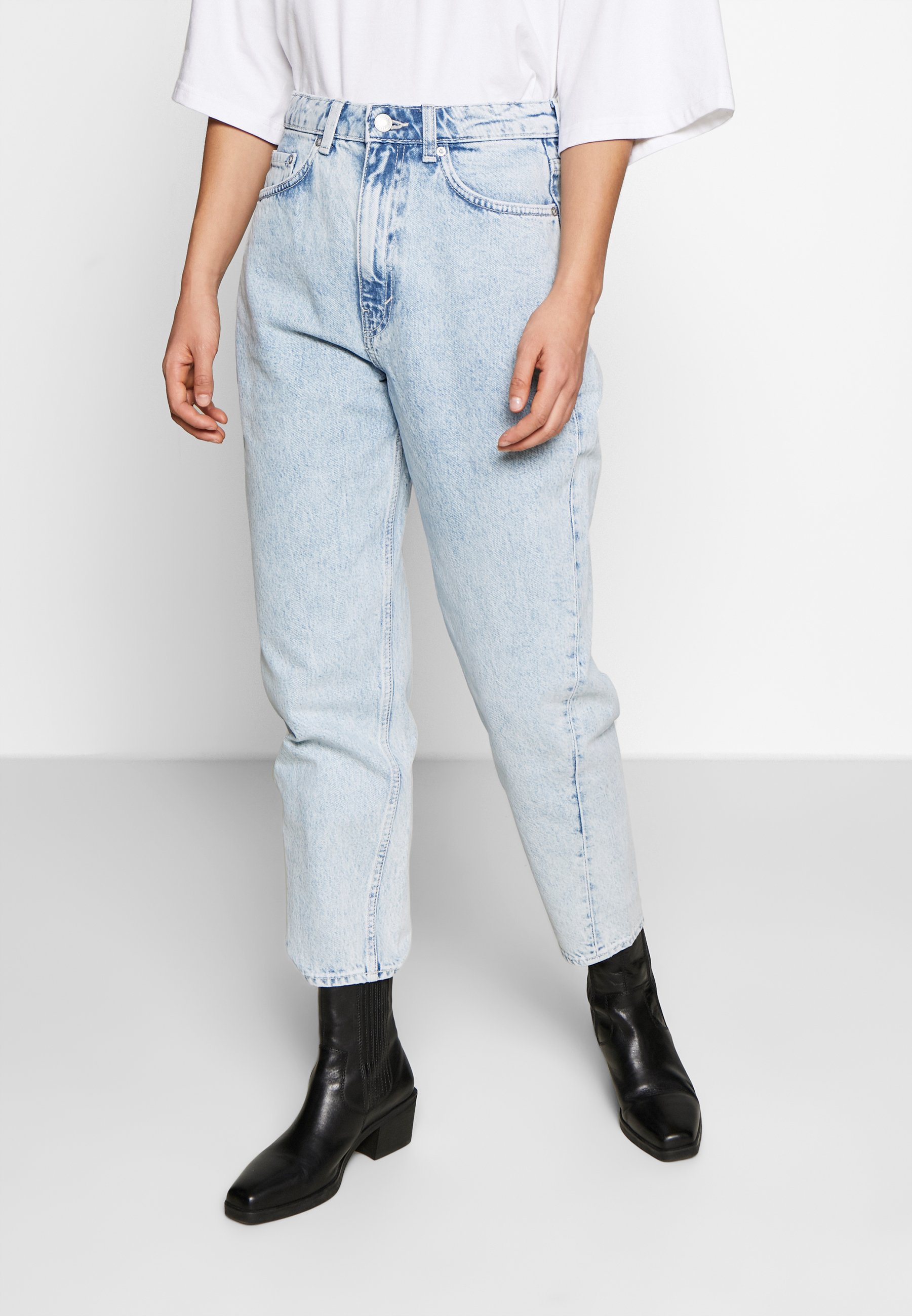 Weekday MEG HIGH MOM WASHED BACK Jeans straight leg aqua Weekday MEG HIGH MOM WASHED BACK - Jeans straight leg - washed black