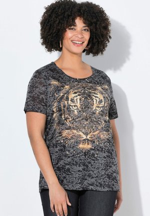 Angel of Style GLITTERING STONES ON THE TIGERS HEAD - Print T-shirt - black