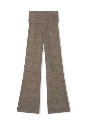 Pantaloni a gamba larga fitted in un morbido tessuto grigio scuro testurizzato, con un alto cinturino pieghettato per una vestibilità e un comfort regolabili.