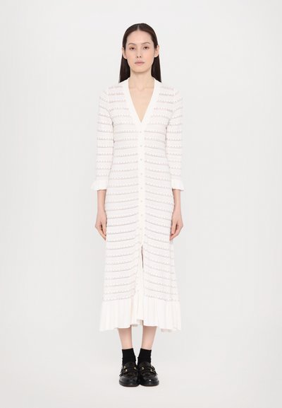 sandro ROBE MIDI ENCOLURE FRILL - Vestito casual - ecru