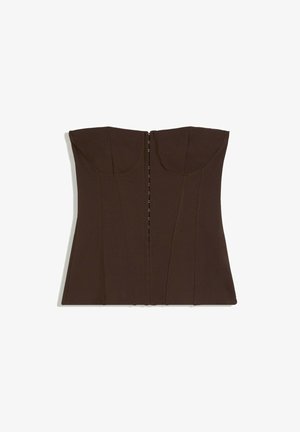 Bershka, HOOK-FASTENING CORSET BANDEAU TOP - Débardeur - dark brown