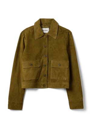Stefanel, JACKET WITH PATCH POCKETS, REGULAR FIT. - Giacca di pelle - olive green