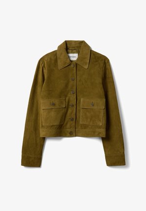 Stefanel, JACKET WITH PATCH POCKETS, REGULAR FIT. - Chaqueta de cuero - olive green