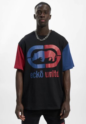 Print T-shirt - black red blue