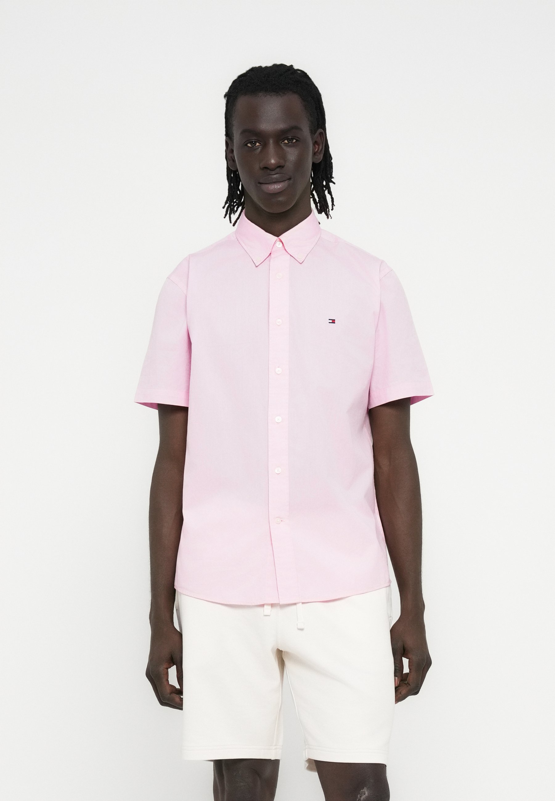 Cromoncent Camicia Hawaiana Uomo Manica Corta - Quadri Bufalo Floreale, Colore Rosa Acceso, Taglia L