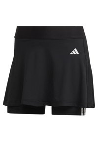 Skort sportif noir avec short intégré, taille large et petit logo blanc Adidas sur le côté droit.