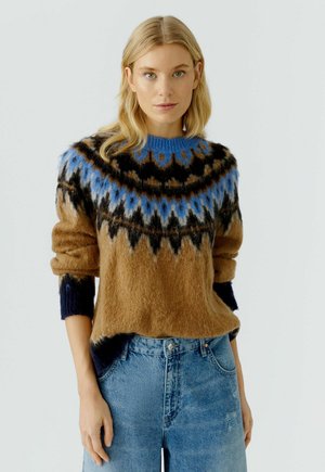 Pullover - dk camel blue