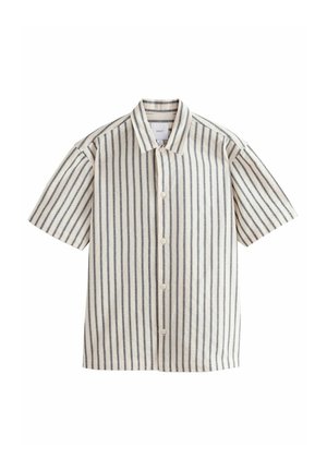 REGULAR FIT STRIPE TEXTURED SHORT SLEEVE - Marškiniai - black white