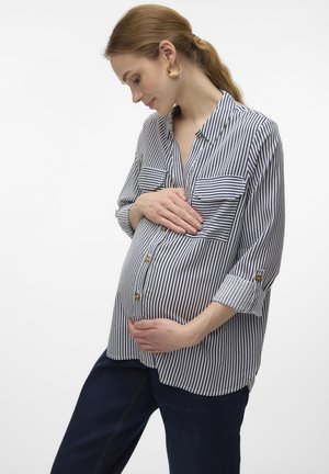 VMMBUMPY NEW NOOS - Overhemdblouse - snow white stripesnight sky