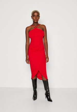 WAL G. ELVIA WRAP MIDI - Φόρεμα σε ίσια γραμμή - red