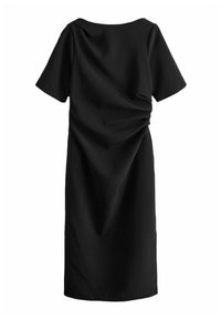 RUCHED SHORT SLEEVE MIDI  - Enostavna obleka - black