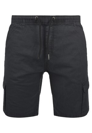 Mustad mustad šortid, mis on valmistatud puuvillast, paelaga värvliga ja kahe külje kaubošaga, millel on õmblustega detailsed elemendid.