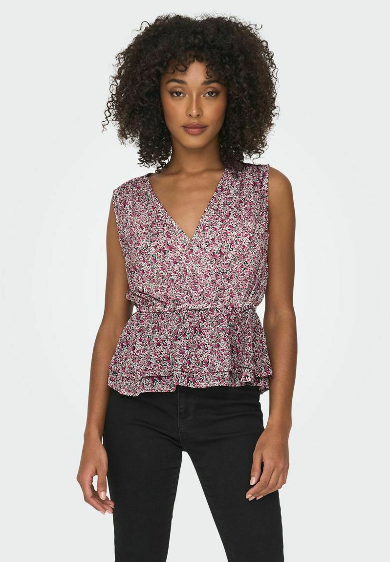 ONLY WICKELEFFEKT SCHÖSSCHEN - Blusa - festival fuchsia