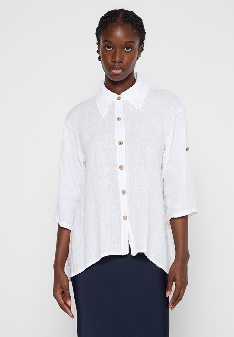 Le Monde du Lin Overhemdblouse wit Le Monde du Lin Overhemdblouse wit