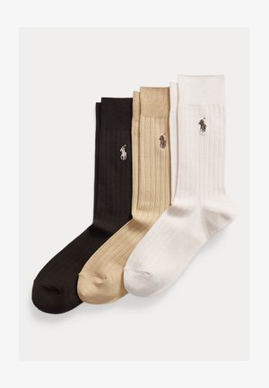 Polo Ralph Lauren RIBBED COTTON-BLEND TROUSER SOCK 3-PACK - Sukat - stone/brown/camel