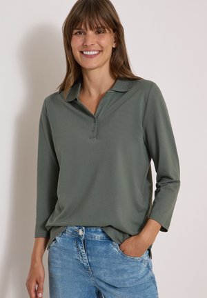Cecil, 3/4-SLEEVE POLO SHIRT WITH BUTTON DETAIL - Polo - dried olive green