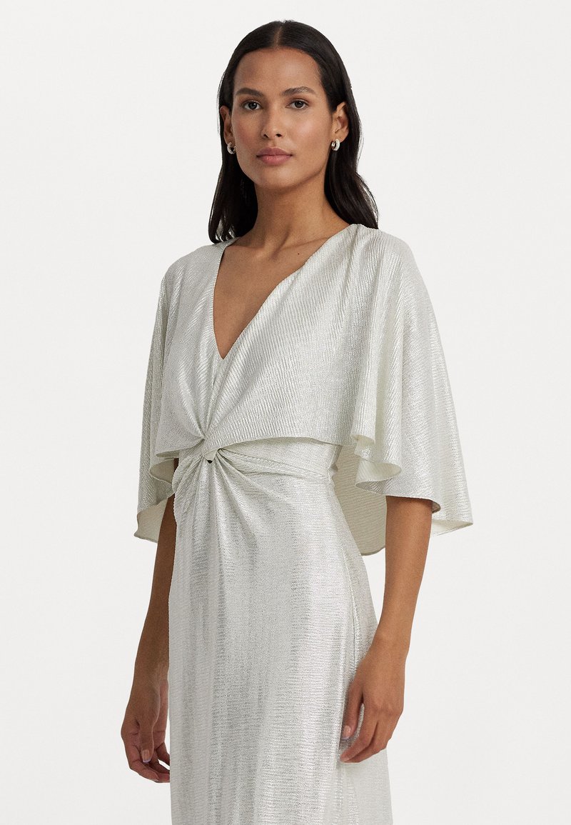 Lauren Ralph Lauren METALLIC KNIT TWIST-FRONT CAPE GOWN - Proginė apranga - mascarpone cream