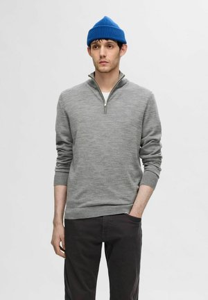 HALF-ZIP PULLOVER - Pullover - medium grey melange