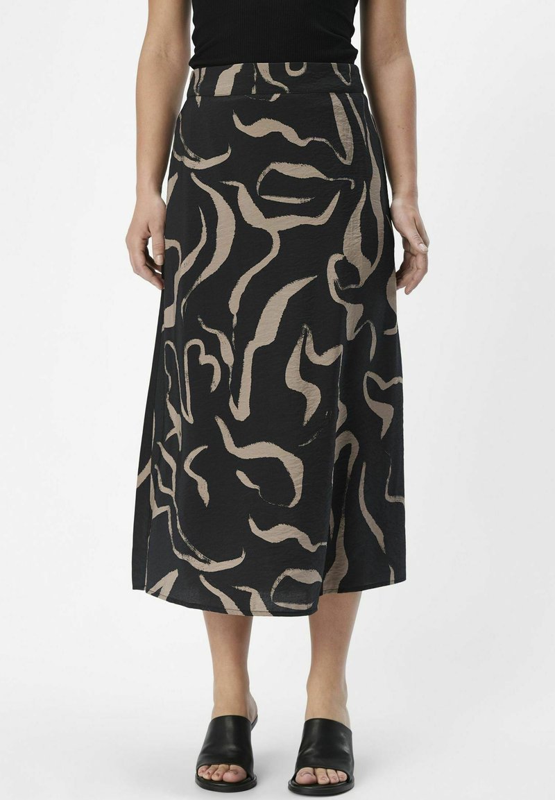 Object MIDI PRINT - Falda acampanada - black