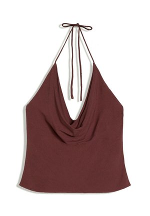 Bershka, DRAPED - HALTER TOP - Débardeur - brown