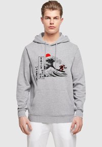 Merchcode HOKUSAI - SANTA GREAT WAVE BASIC - Hættetrøje - heather grey