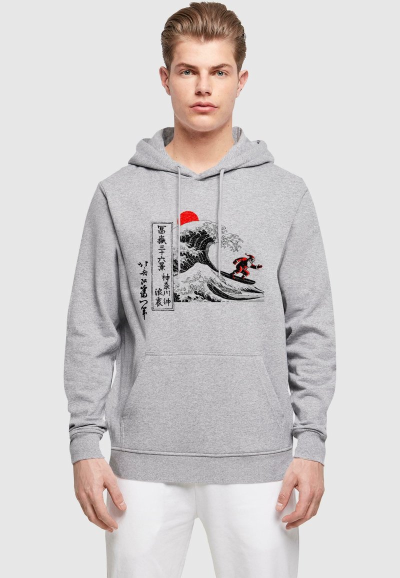 Merchcode HOKUSAI - SANTA GREAT WAVE BASIC - Hættetrøje - heather grey