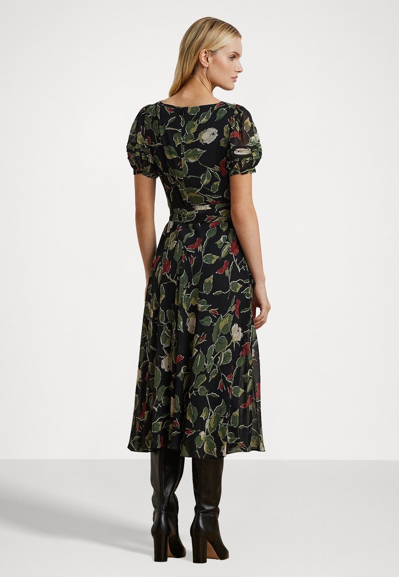 lauren ralph lauren floral georgette midi dress Polo Ralph Lauren Floral Tie-Neck Georgette Midi Dress