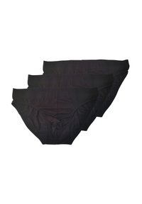 Pacco di tre slip in cotone nero, con una texture morbida, una cintura elastica ampia e un design a taglio classico. Nessun motivo o accentuazione.