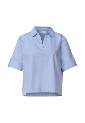 Street One, SHORT-SLEEVE CHAMBRAY BLOUSE WITH SHIRT COLLAR - Blouse - original blue