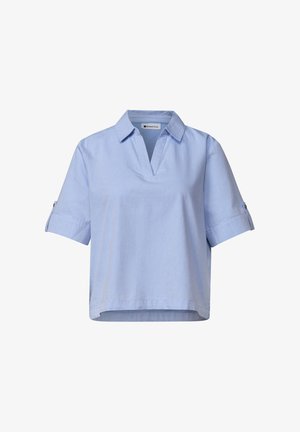 Street One, SHORT-SLEEVE CHAMBRAY BLOUSE WITH SHIRT COLLAR - Blouse - original blue