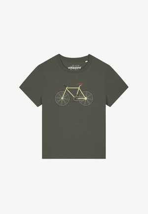 watapparel, YELLOW BIKE - T-shirt print - khaki
