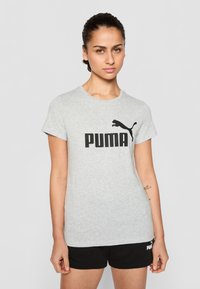 Puma LOGO TEE - Sports T-shirt - light gray heather