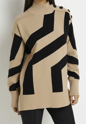 Striktrøje - mottled beige
