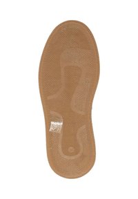 Brązowa wkładka do butów z gumy, o teksturowanej powierzchni, z wyraźnym wzorem wypukłych kropek i wgłębień zapewniających przyczepność i wygodę.