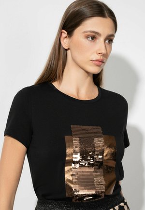 MIT PAILLETTEN - T-shirt print - schwarz