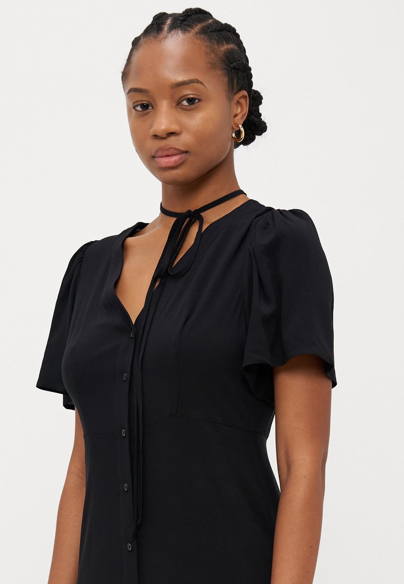 Vestido Vila Vilovie Para Mujer - Mid Largo, Cuello En V, Estilo Envolvente, De Poliéster Reciclado, Color Negro, Talla 42