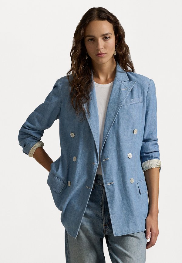 DOUBLE BREASTED CHAMBRAY BLAZER - Denim jacket - chambray