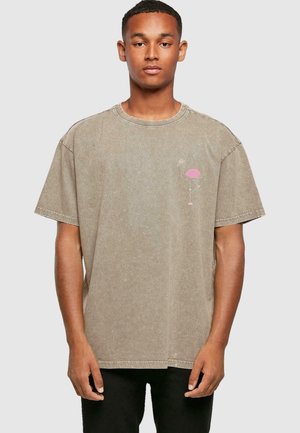 FLAMINGO ACID WASHED - T-shirt print - darkkhaki