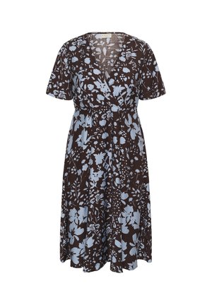Kaffe Curve, KCNADINE DRESS - Vestito casual - coffee bean blue fog flower