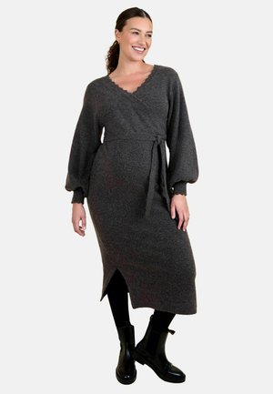 MATERNITY FIT - BLOUSON SLEEVE MATERNITY MIDI  - Strickkleid - mocha