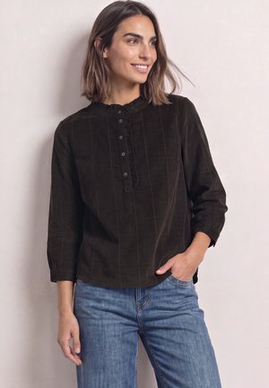 Street One, LANGARM CORDBLUSE MIT RÜSCHENDETAILS - Blouse - black coffee