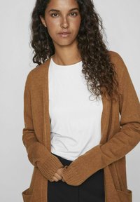 VILA VIRIL OPEN CARDIGAN - Chaqueta de punto - rubber