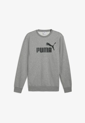 Grijze sweatshirt van een katoenmix, met een zwart "PUMA"-logo en een springende katontwerp over de borst. Geribbelde cuffs en onderrand.