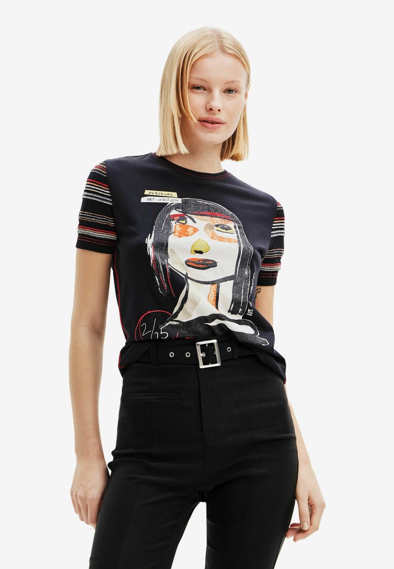 Desigual ARTY FACE - T-Shirt print - black/schwarz - Zalando.at