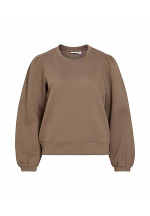 VILA, LONG SLEEVED SWEATSHIRT VEVERA ROUND NECK - Sweatshirt - brown