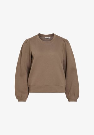 VILA, LONG SLEEVED SWEATSHIRT VEVERA ROUND NECK - Sweatshirt - brown