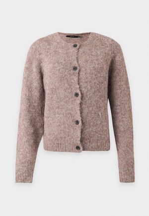 Vero Moda, VMNOVAH O NECK BUTTON CARDI - Kardigán - brown lentil melange
