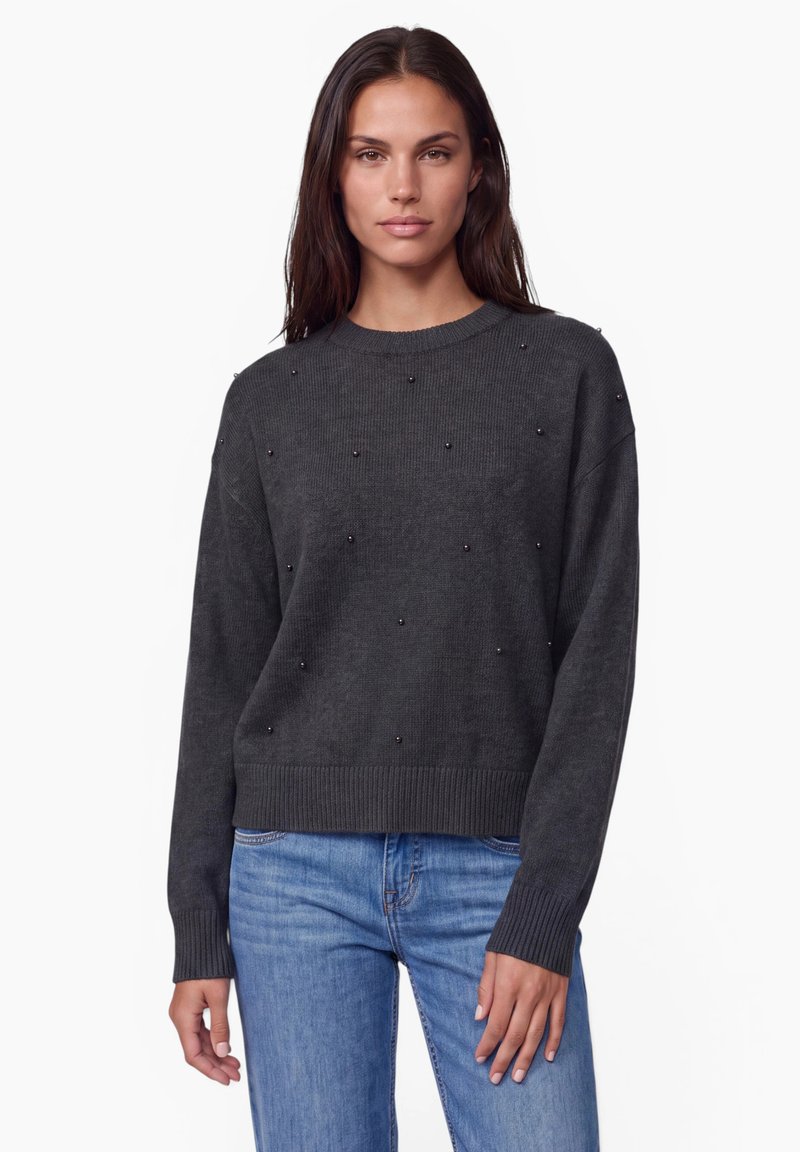 Street One Studio PULLOVER MIT RUNDHALS UND PERLENDETAILS - Pullover - inked grey mel